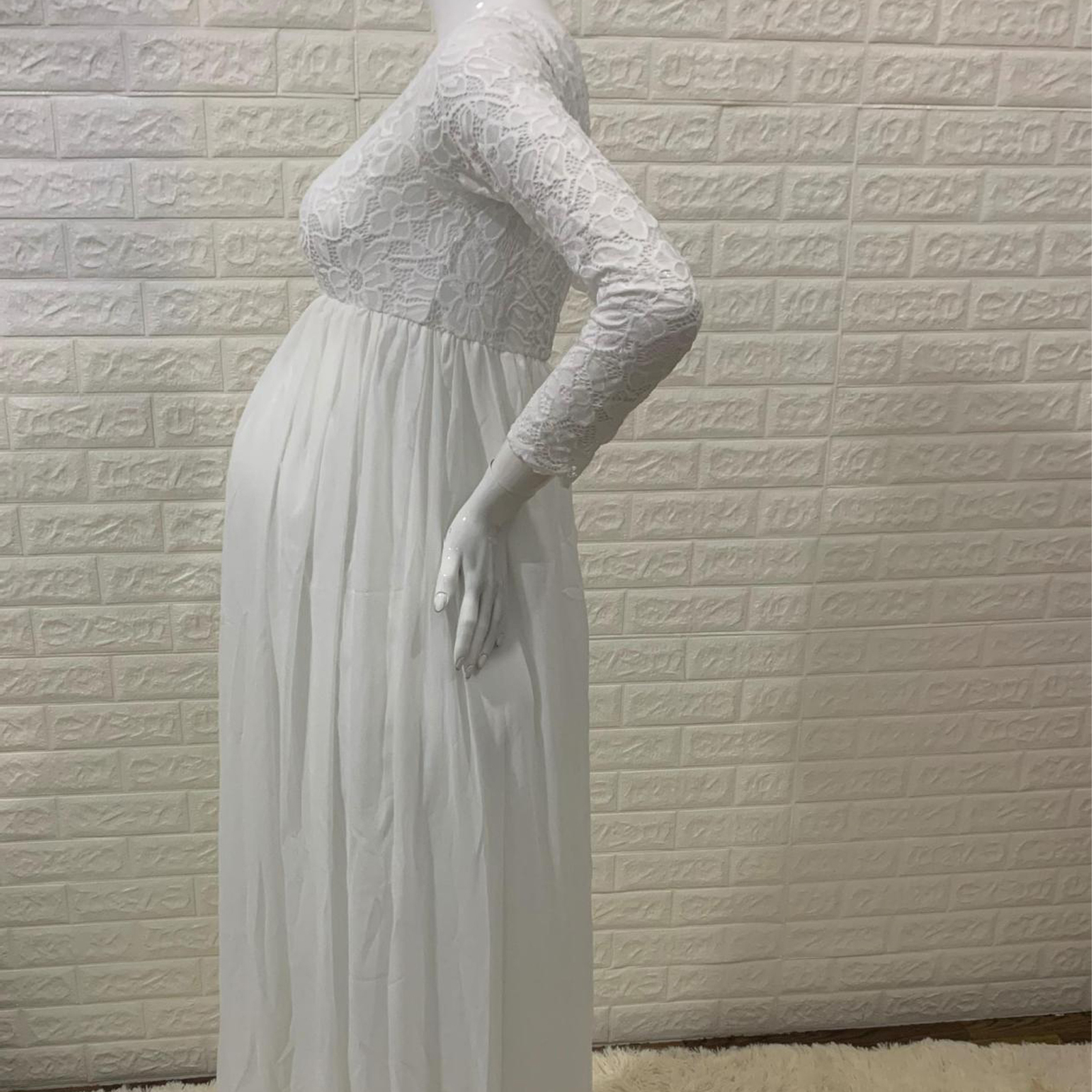 Maternity Dresses Maternity Dress Pregnant Long Sleeve Lace Patchwork Pregnant Woman Sexy Loose Tail Dress Pregnant Woman Dress 230428
