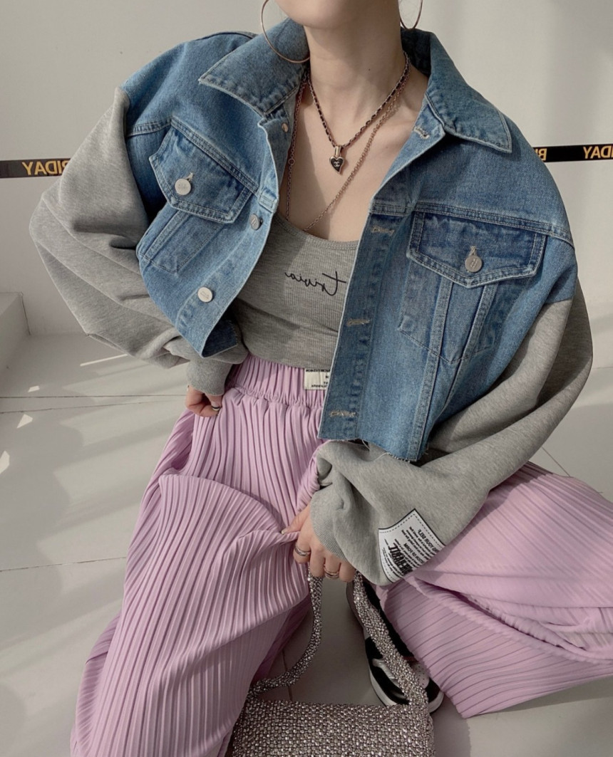 Women's Jackets Women's Casual Patchwork Denim Jacket Spring Autumn Streetwear Long Sleeve Crop Jacket Lady Chic Short Jean Outwear Top 2304