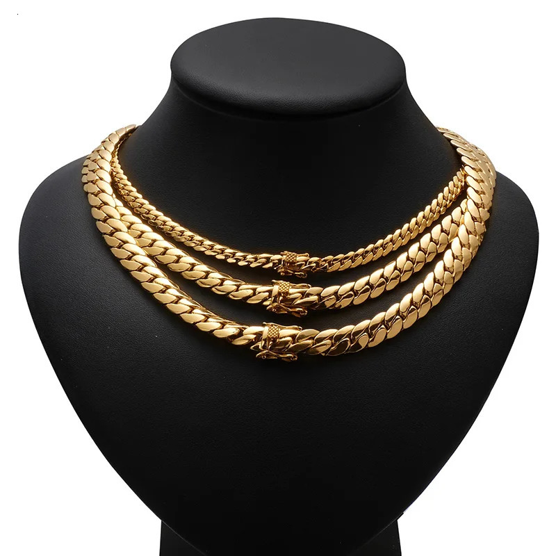 Chokers Hip Hop Bling Gold Color Cuban Link Chain Necklaces Tank Men s Whip Necklace Men Rapper Jewelry Drop 231127
