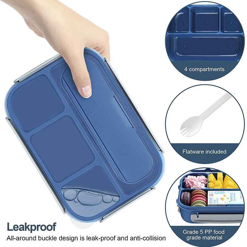 Cups Dishes Utensils Food Box Tiffin Box Lunchbox School Children Balance Bento Box 4 Compartment Lunch Box Kitchen Accessories Children Snack Holder 