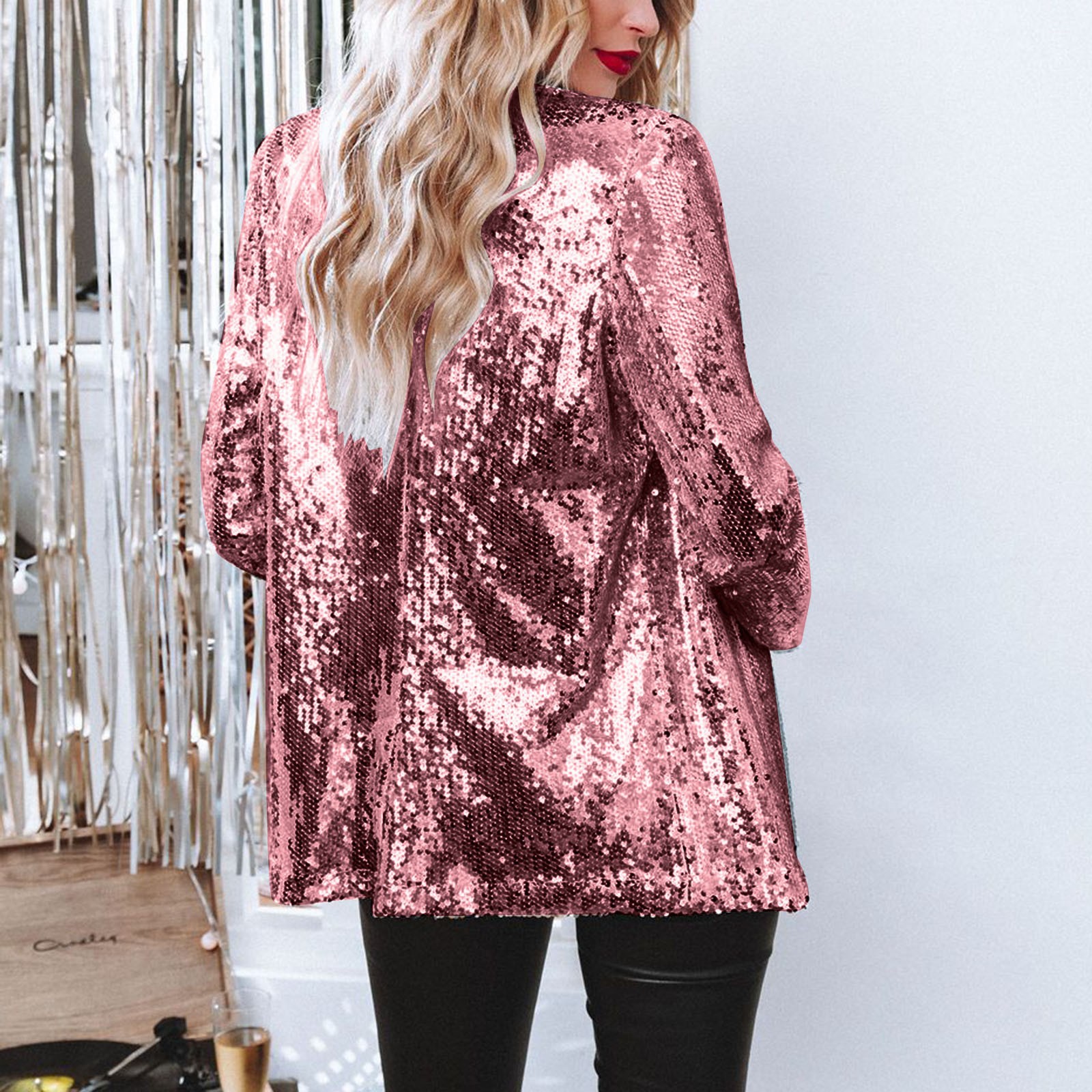 Women's Jackets Casual sequin top with multi colored sequins, long sleeved style suit jacket