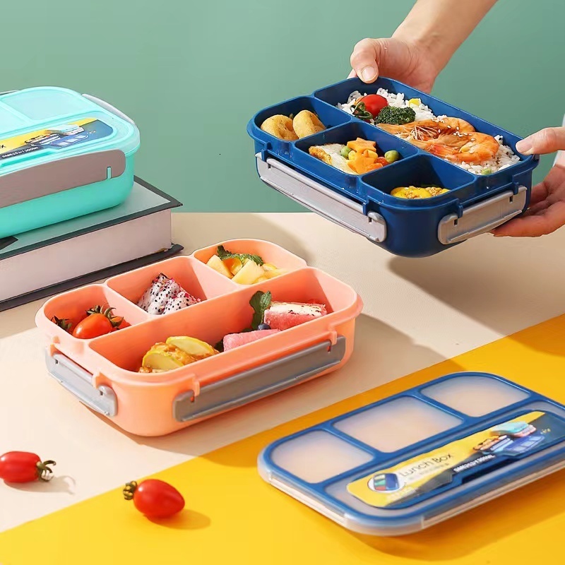Cups Dishes Utensils Food Box Tiffin Box Lunchbox School Children Balance Bento Box 4 Compartment Lunch Box Kitchen Accessories Children Snack Holder 