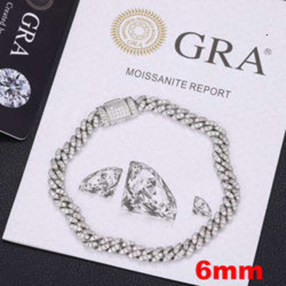 necklace moissanite chain 6mm 8mm 13mm 15mm 18mm Custom Pass Diamond Tester 925 Sterling Silver Full D VVS Moissanite Cuban Link Chain For Men Women