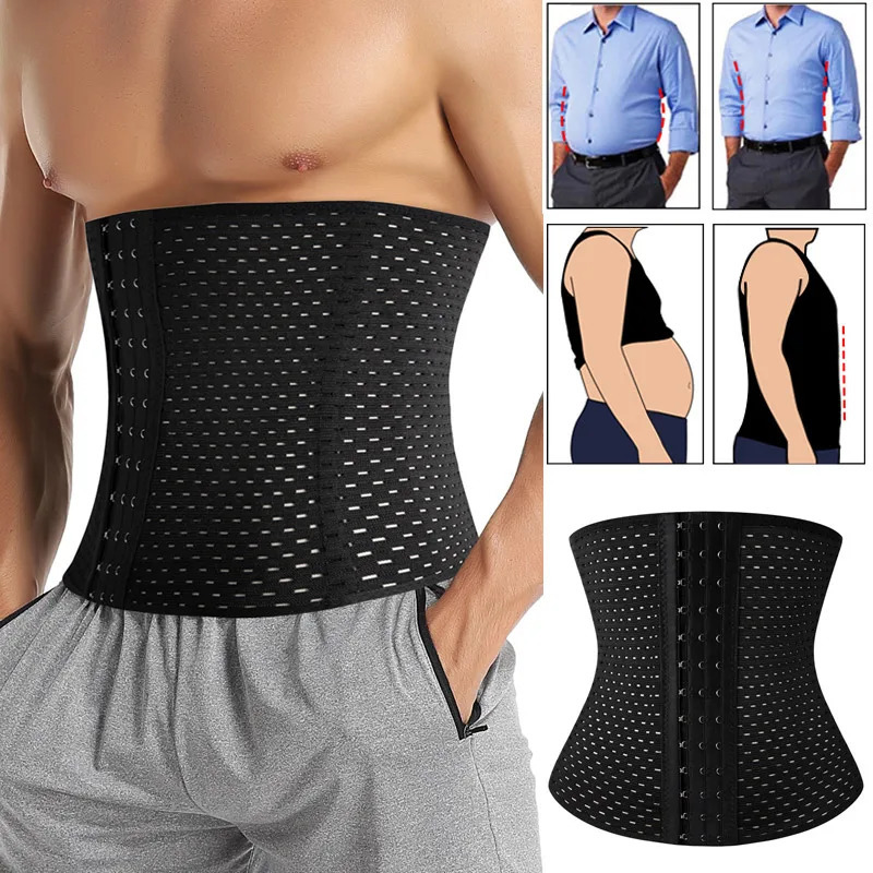 Waist Tummy Shaper Waist Trainer Shapers Corset For Men Abdomen Reducer Slimming Belt Shapewear High Compression Modeling Strap Workout Girdle Faja 23