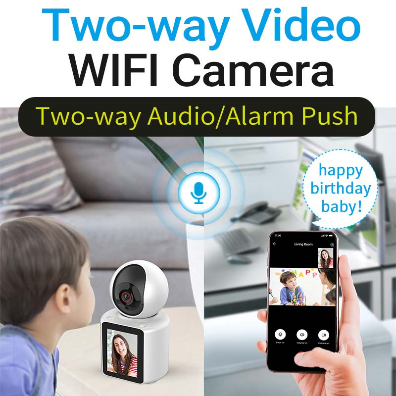 Smart WIFI Camera with 2.8 Inch Screen 1080P Two-way Audio AI Video Call Baby Monitor CCTV Surveillance Security Wireless Camera