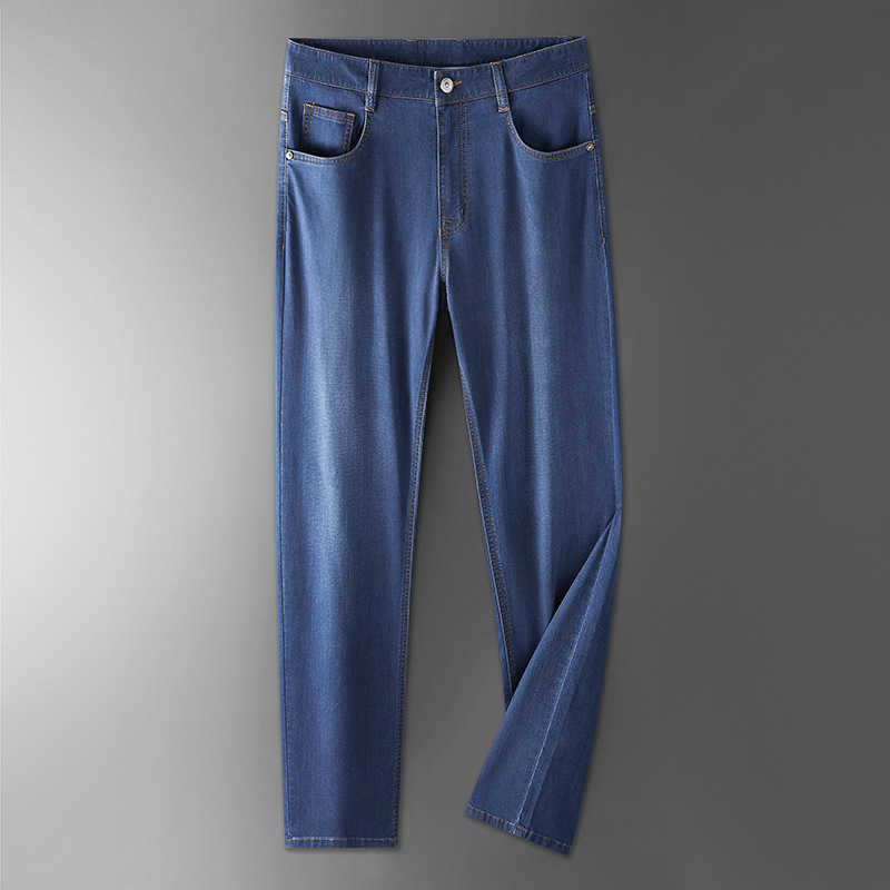 Men's Jeans 2023 Spring and Autumn New Men's Silk Denim Pants Men's Trend Business Casual Slim Fit Straight Leg