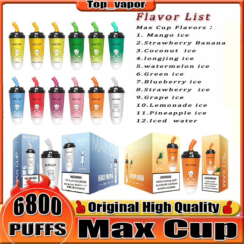 Original Max Cup 6800 puff Disposable Electronic Cigarette Starter Kit puff 6800 Strength 0 2 3 5% Vape pen 16ml 600mAh Battery Rechargeable
Original Max Cup 6800 puff Disposable Electronic Cigarette Starter Kit puff 6800 Strength 0 2 3 5% Vape pen 16ml 600mAh Battery Rechargeable