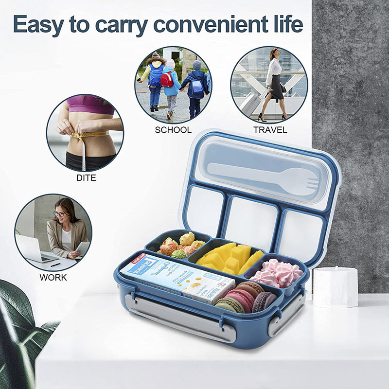 Cups Dishes Utensils Food Box Tiffin Box Lunchbox School Children Balance Bento Box 4 Compartment Lunch Box Kitchen Accessories Children Snack Holder 