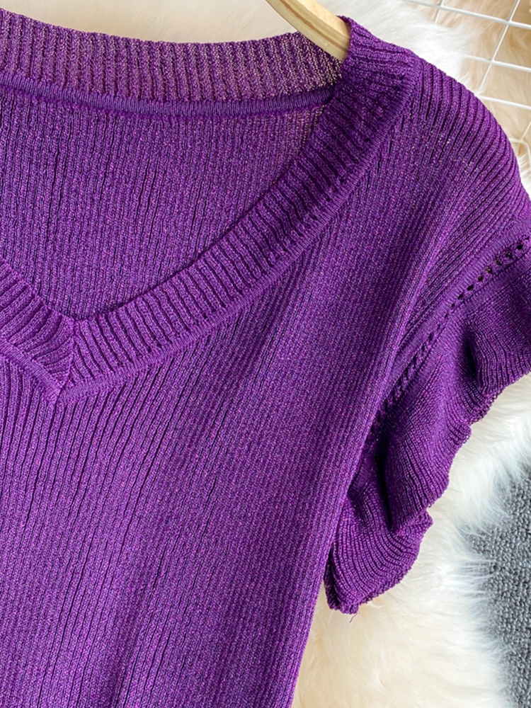 Two Piece Dress FTLZZ Summer Elegant Women Two Piece Sets V-neck Ruffled Knitted Top and Lace Mesh Floral Print Dress Casual Lady Suit 230428