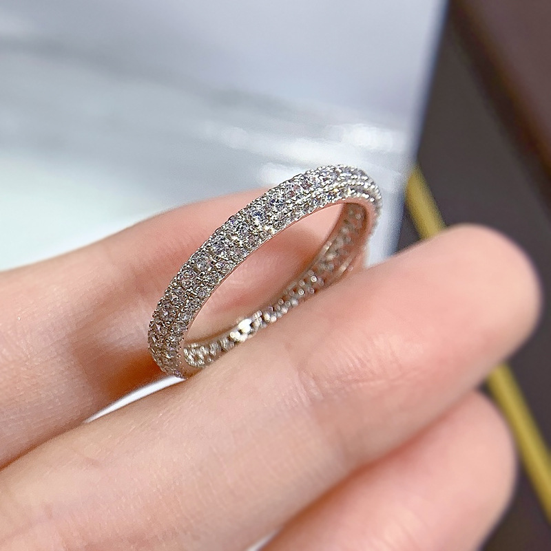 2023 Choucong Wedding Rings Simple Fine Jewelry Pure 100% Sterling Sier Pave White Moissanite Dia Gemstones Eternity Women Engagement Band Ring Gift