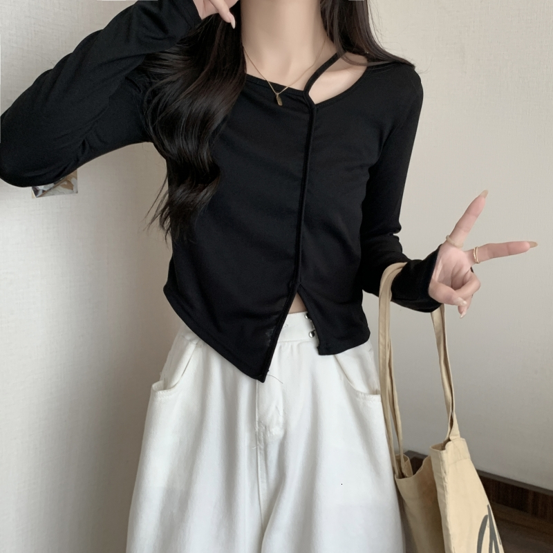 Women's T-Shirt Warm Y2K Crop Top Women Long Sleeve Winter T-shirt Woman Korean Fashion Vintage Tee Shirt Femme Sexy Gothic Streetwear Clothes 23