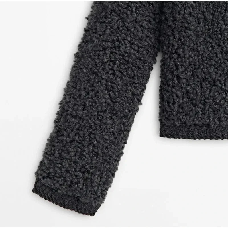 Womens Jackets LKSK Single Breasted Knitted Teddy Coats Women Casual Long Sleeve Jackets Winter Female Street Outerwear 231127