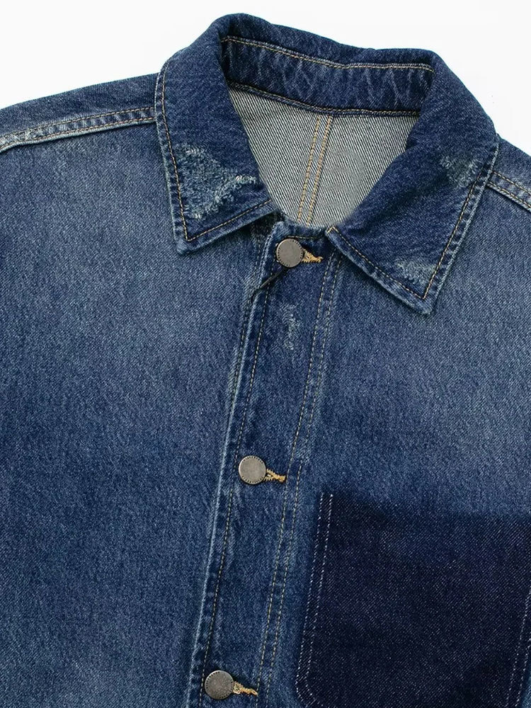 Women's Jackets Nlzgmsj TRAF Spring Autumn American Retro Heavyweight Denim Jacket Women Coat Pure Washed Multi Pocket Casual Coat 230428
