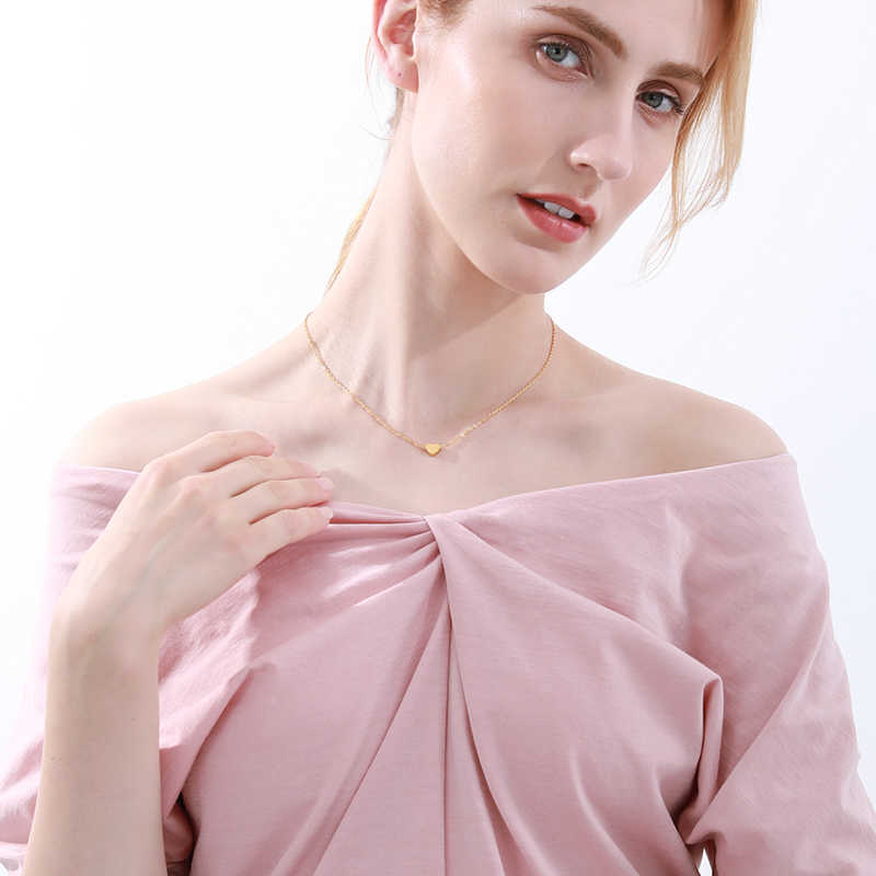 Pendant Necklaces Dome Cameras Stainless Steel Tiny Fashion Heart Necklace For Women Short Chain Heart Pendant Necklace Ethnic Party Choker Jewelry Gi