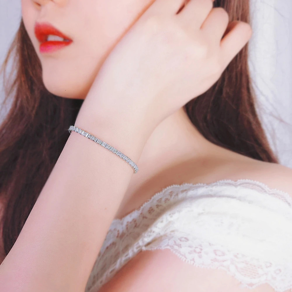 Chain Wong Rain 925 Sterling Silver Lab Sapphire High Carbon Diamonds Gemstone Wedding Tennis Bracelet Bangle Fine Jewelry Wholesale 231128