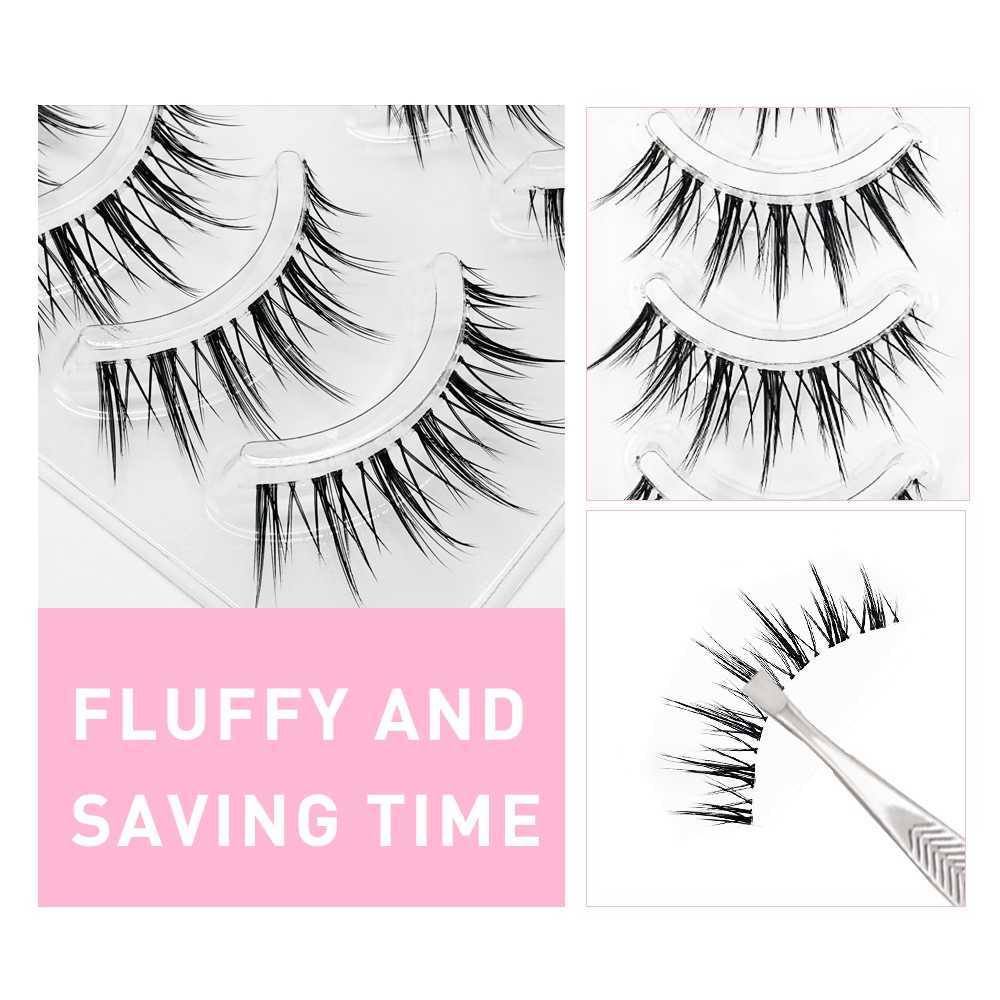3 PCFalse Eyelashes 3D Lashes Premade Fan A/M Shape Spikes Cluster Eyelash Mix Extension Individual Makeup Super Natural Wispy DIY Premade Peduncle Z0
