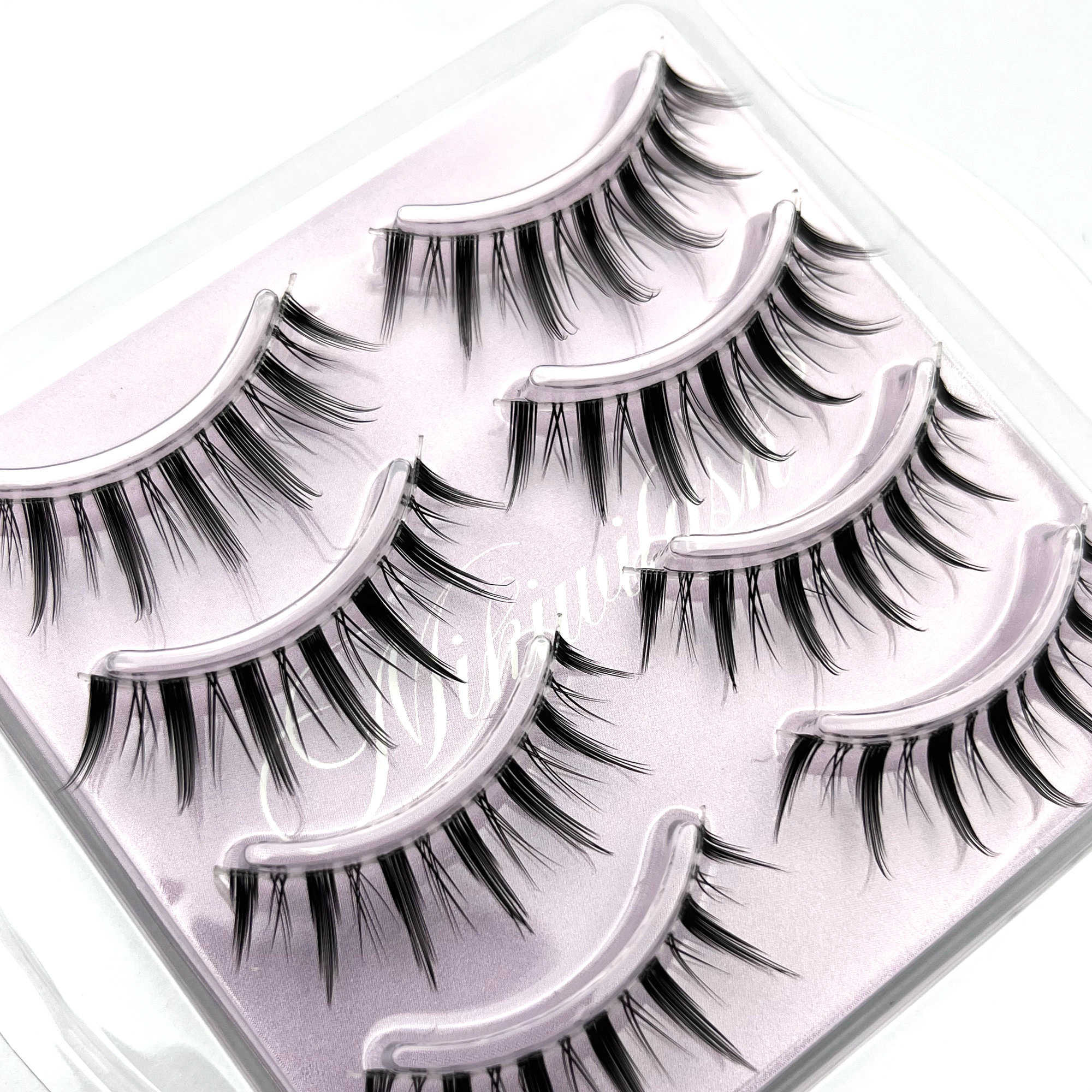 3 PCFalse Eyelashes Mikiwi Manga Lashes japanese Clear Band Multipack False Eyelashes Natural Look Anime Strip Lashes Wispy Lashes Z0428