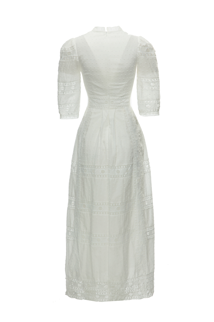 Women's Runway Dresses O Neck Short Sleeves Embroidery Lace High Street Casual Pencil Vestidos