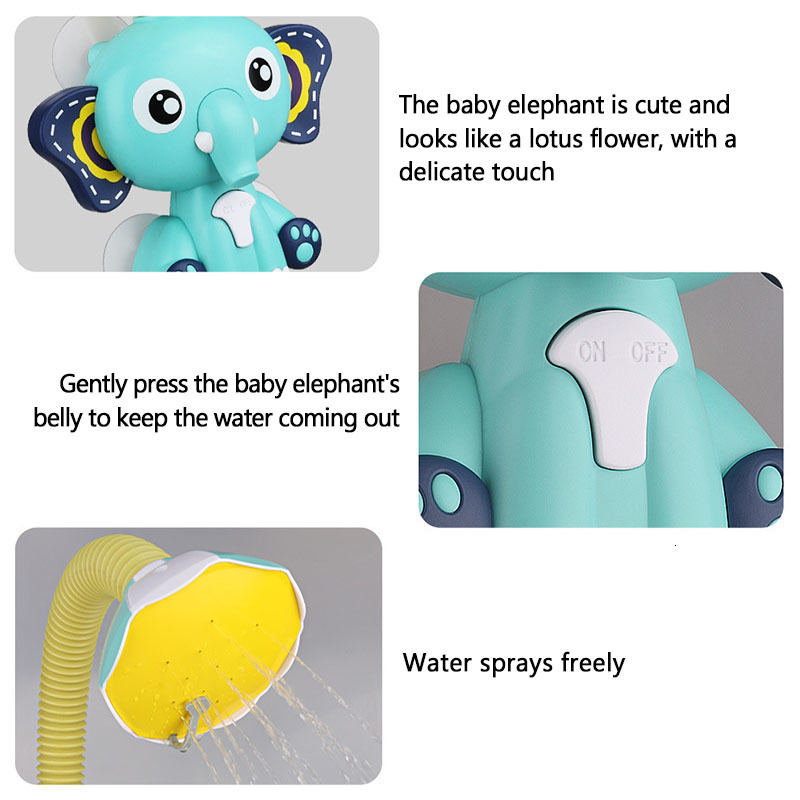 Bath Toys Baby bath toy electric elephant with suction cup shower head adjustable sprinkler baby bathtub spray water toy suitable for children gifts 2
