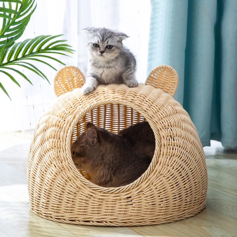 Furniture Pet House Rattan Cat Nest Summer Semiclosed Indoor Sleeping Bed Mat Breathable Durable Puppy Basket for Small Medium Cats/Dogs
Furniture Pet House Rattan Cat Nest Summer Semiclosed Indoor Sleeping Bed Mat Breathable Durable Puppy Basket for Small Medium Cats/Dogs