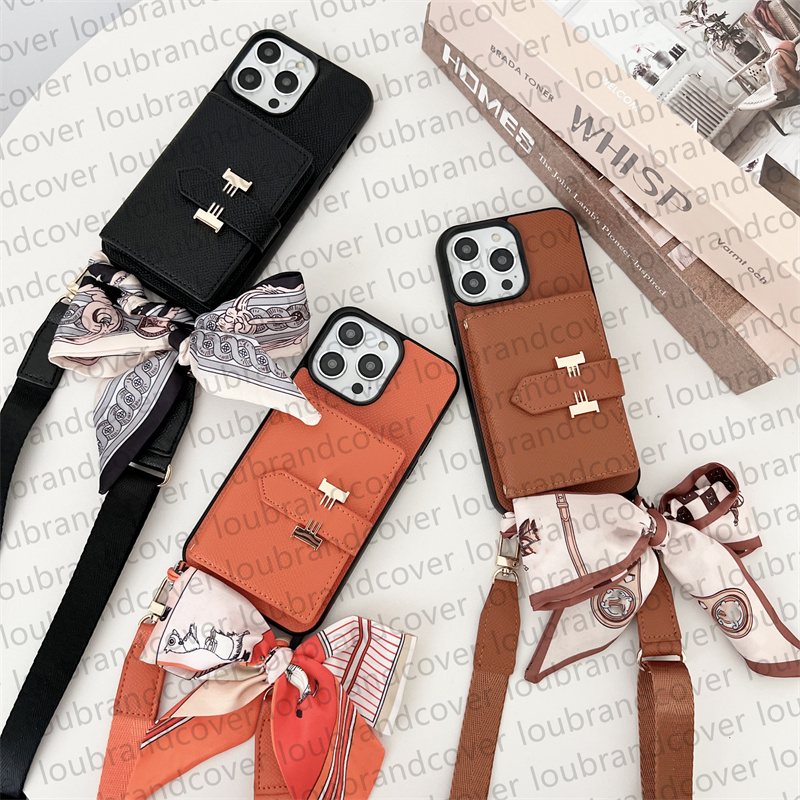 Women Crossbody Bag Designer Phone Case For iPhone 15 Pro Max Cases Apple iPhone 14 Pro Max 13 12 11 15 Plus Case Card holders Wallet Handbag Mobile Cover Scarves Lanyard