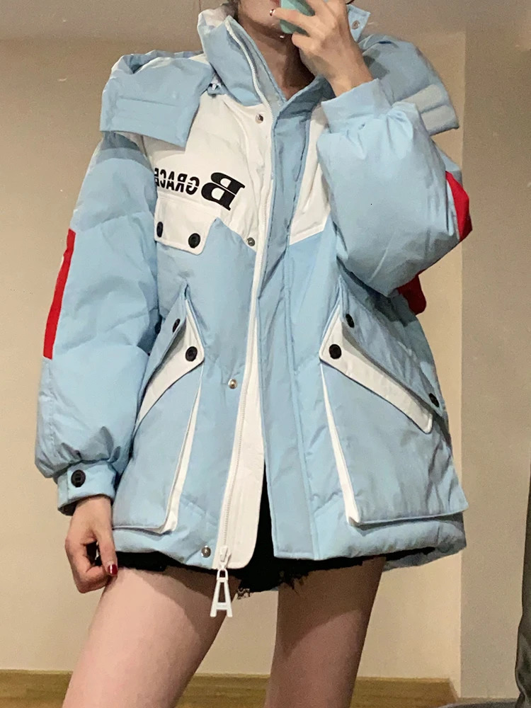 Womens Down Parkas Bright Streetwear Winter Coat Jackets Women Hooded Parka Clothing Snow Casual Thick Short Puffer Jacket 231127
