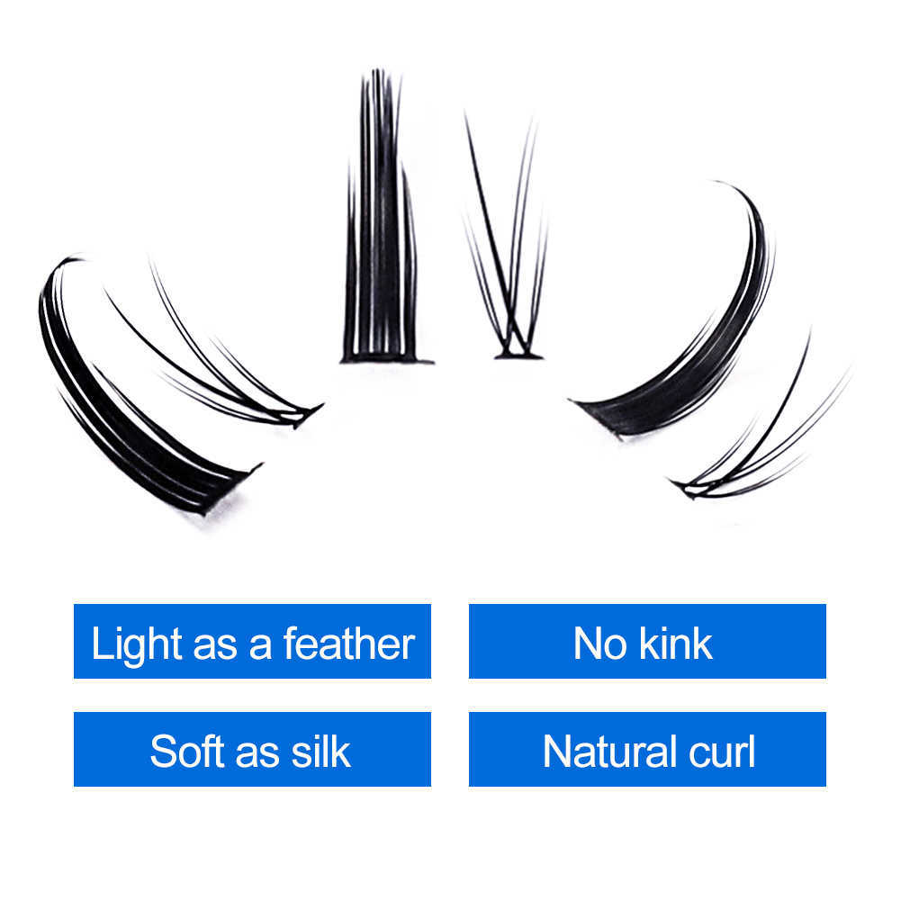 3 PCFalse Eyelashes Cluster Eyelash Extension 3D Effect Clusters Volume Lashes Natural 5 Rows Individual Lash Bundles Dovetail Diy Wendy Lashes Z0428