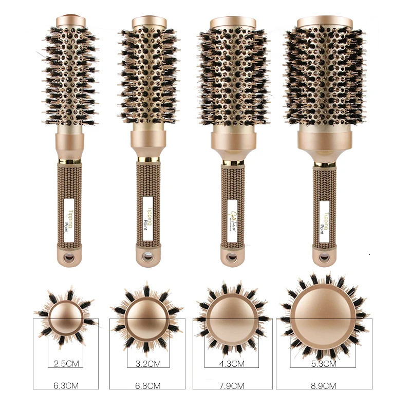 Hair Brushes 4 Sizes Professional Salon Styling Tools Round Hair Comb Hairdressing Curling Hair Brushes Comb Ceramic Barrel Comb 231128