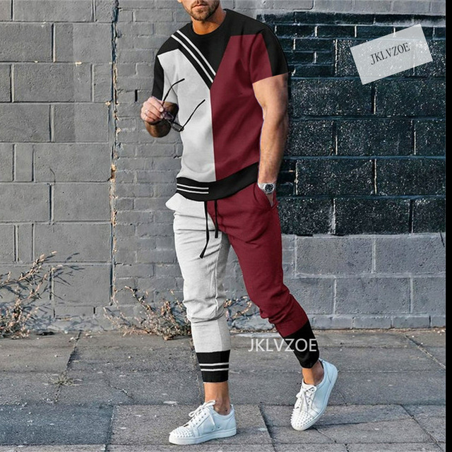 Men's Tracksuits Summer Sportwear Suit Short Sleeve T Shirt Long Pants 2 Piece Sets Men Tracksuit 3D Printed Casual Trend Oversized Male Clothes 