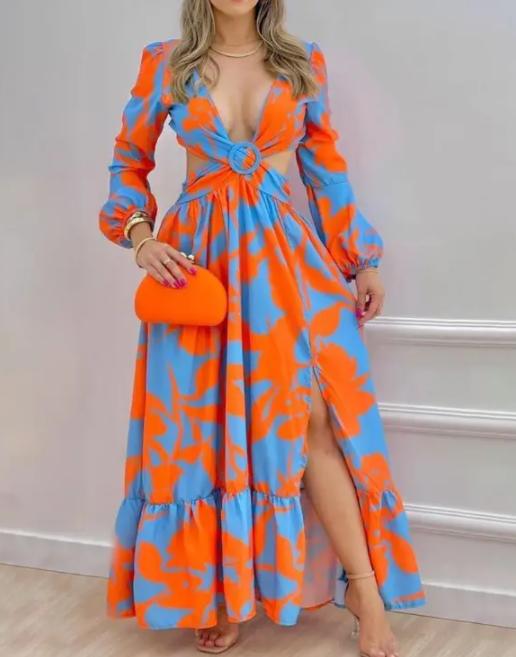 Dresses 2022 Spring Women Long Sleeved Cutout VNeck Twist Summer Elegant Tie Dyed Floral Printed Lantern Sleeve Split Thigh Maxi Dress, Light green
Dresses 2022 Spring Women Long Sleeved Cutout VNeck Twist Summer Elegant Tie Dyed Floral Printed Lantern Sleeve Split Thigh Maxi Dress, Light green
