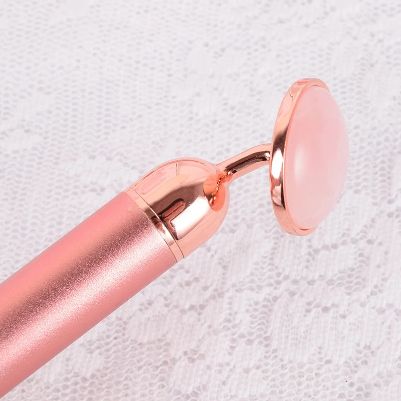 Full Body Massager Natural Stone Rose Gold Electric Roller Original Amethyst Quartz Jade Big Frequency Eye Massage Face Care Neck Detox Beauty Tool 23