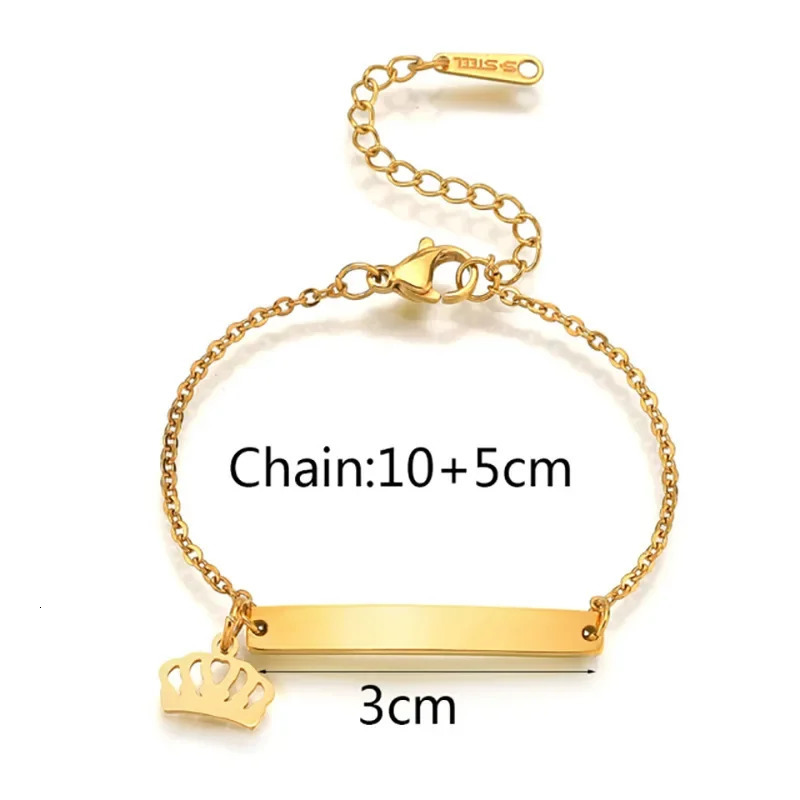 Charm Bracelets Personalized Date Name Bracelet for Baby First Birthday Gift Custom Stainless Steel Gold Color Boy Girls Jewelry for Mother Kids 23112
