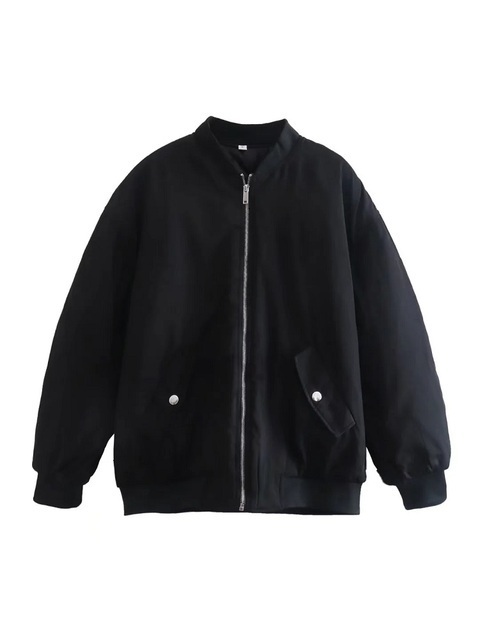 Women's Jackets SLMD Autumn Fashion Women Oversized Bomber Jackets Female Zippers Pockets Stand Collar Padded Coats Chic Outerwear 230428