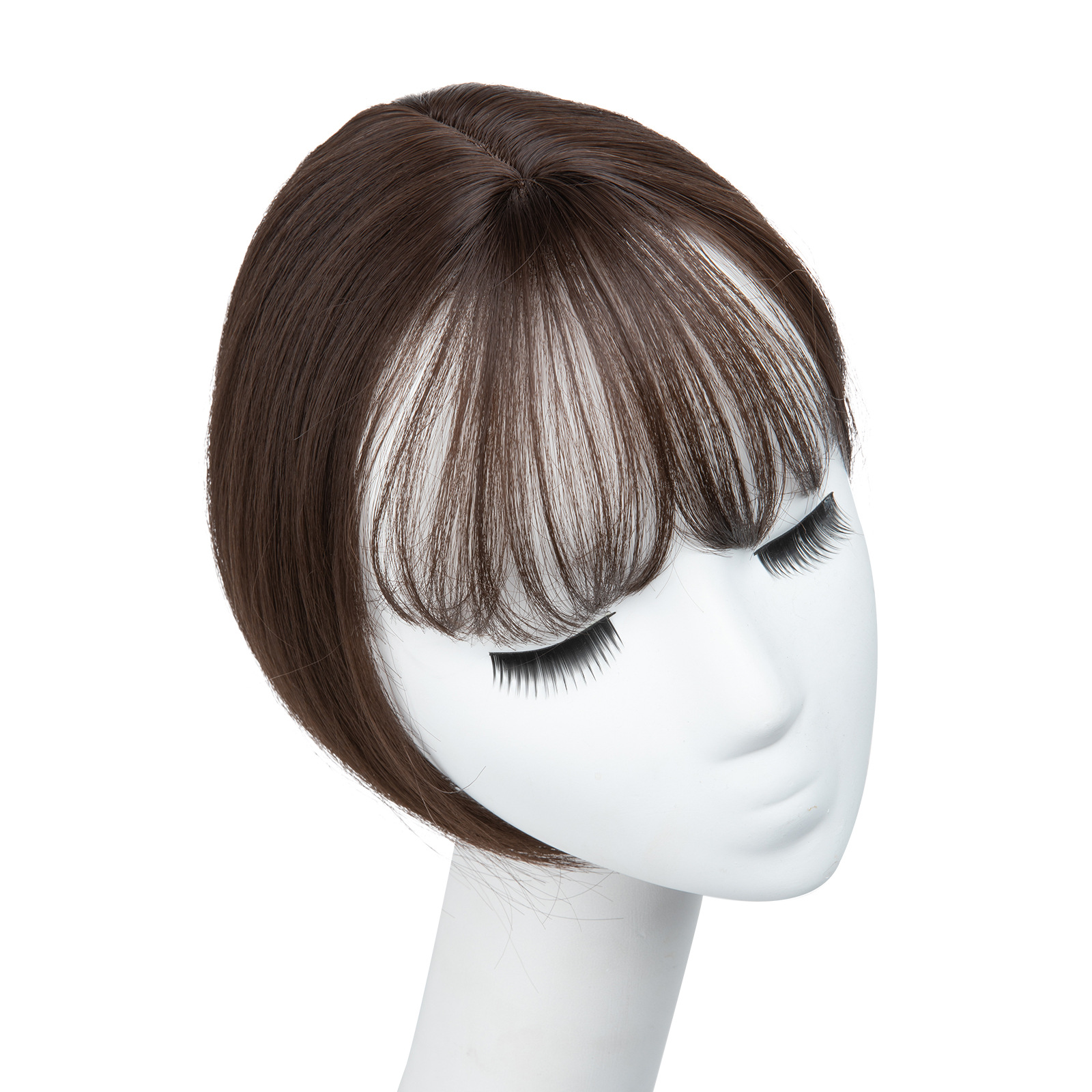 Air Bangs Synthetic Clip in Hair Topper With Bangs 10 inch Straight Bangs Overhead Natural Invisible Replacement Cover White Hair Piece