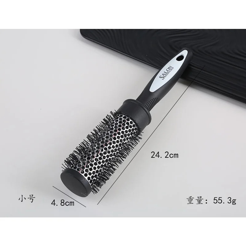 Hair Styling Hair Brush Nylon Comb Cylinder Curly Hair Rolling Comb Thermal Aluminum Tube Round Barrel Hair Comb Curly Tool 231128