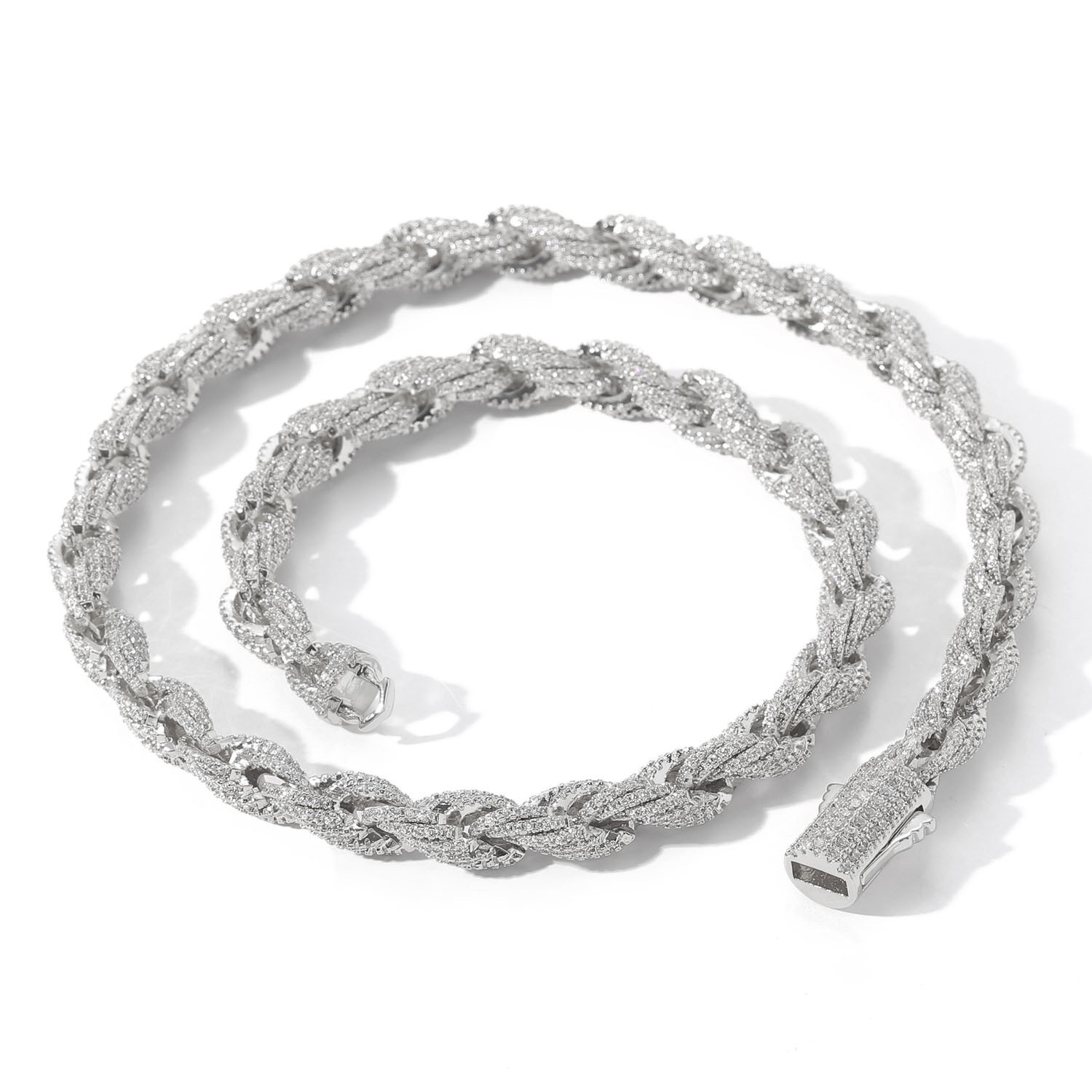 Passed GRA test Dia Moissanite Miami 8mm Twist Rope Chain Full Zircon Cuban Necklace Trendy Rap Hip Hop Bracelet