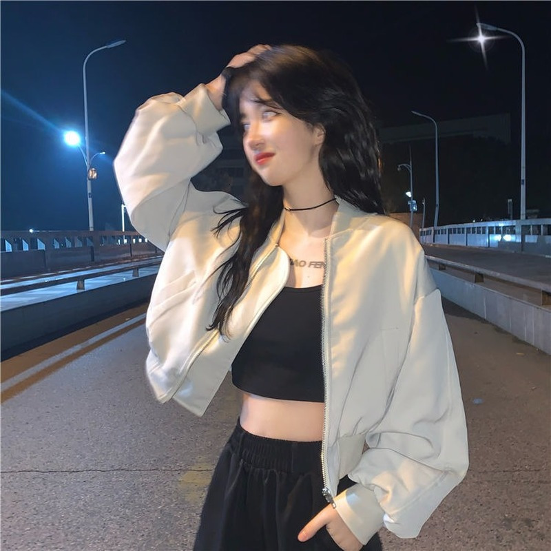 Women's Jackets Basic Jackets Women Spring Cropped Outwear Ladies Clothing Korean Style Fashion Solid Leisure All-match Streetwear Outerwear Ins 