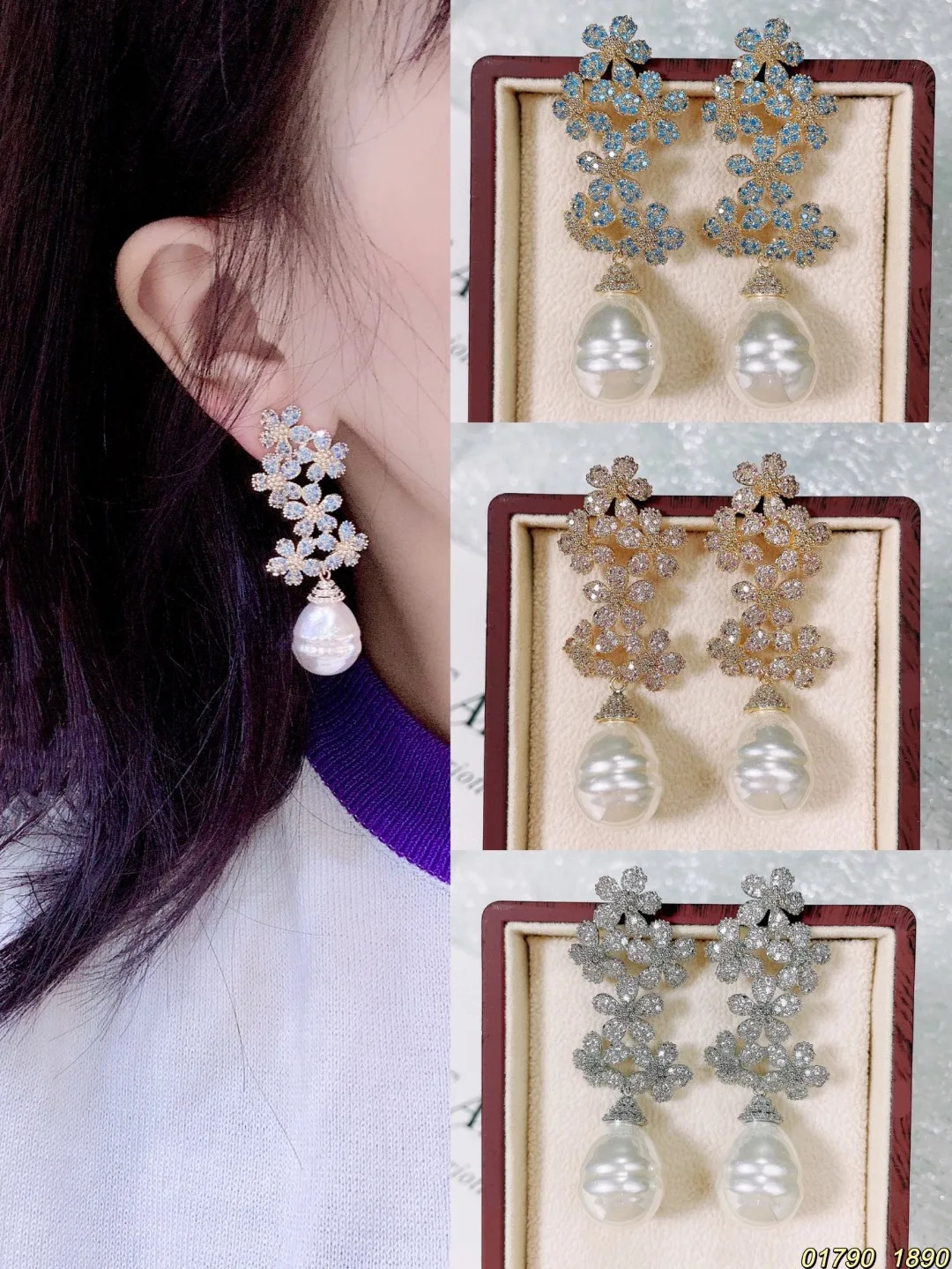 Stud Silver 925 Earrings for Women Female Pearl Drop Bride Wedding Engagement Birthday Anniversary Gift Jewelry 231127