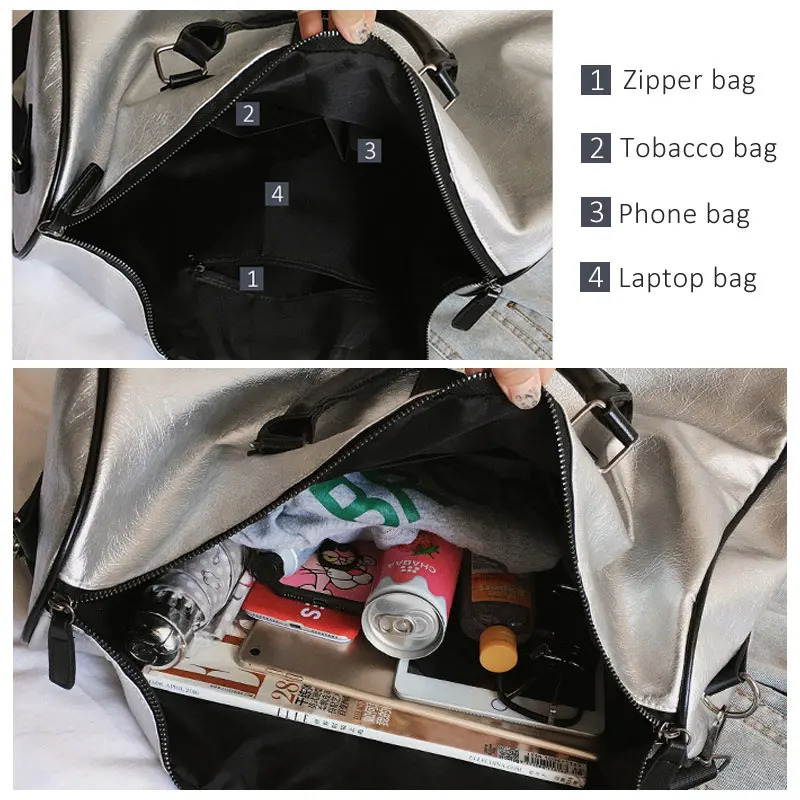 Outdoor Bags Women Silver Fitness Gym Bag Traveling Glitter Sac De Sport For Men Training Travel Tas Sports Gymtas Sporttas xa32 231128