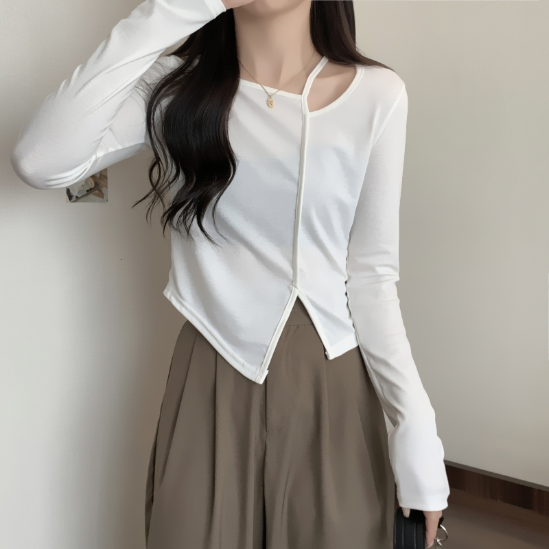Women's T-Shirt Warm Y2K Crop Top Women Long Sleeve Winter T-shirt Woman Korean Fashion Vintage Tee Shirt Femme Sexy Gothic Streetwear Clothes 23