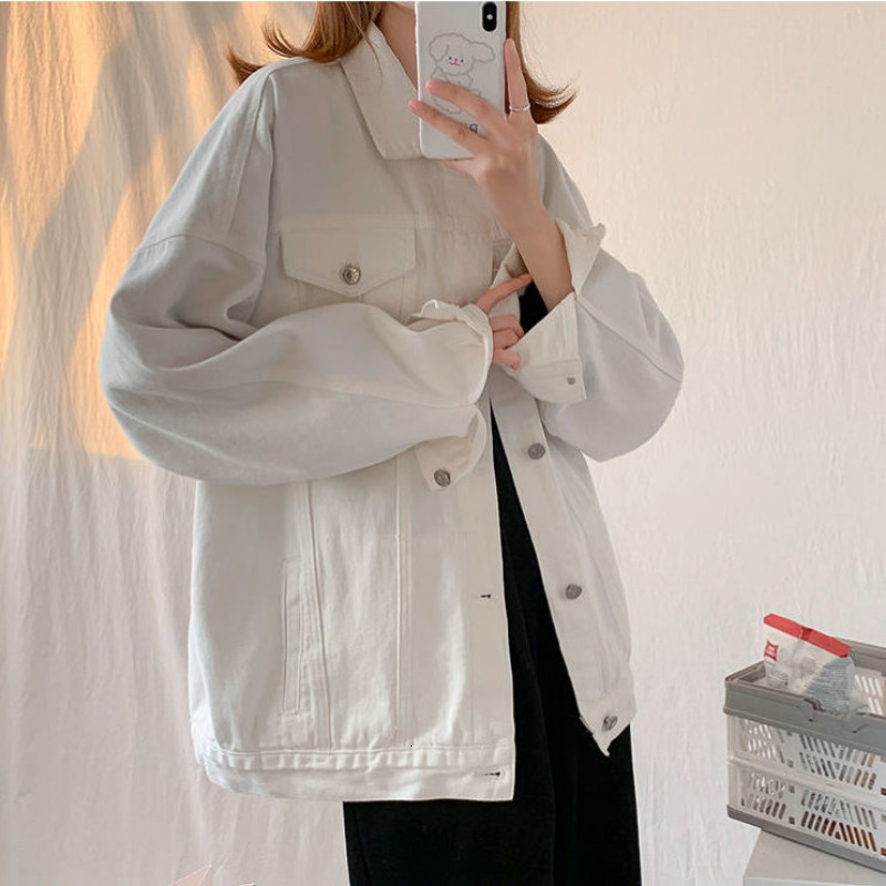 Women's Jackets Deeptown Denim Jackets Women Y2k Streetwear Coat Harajuku Fashion White Jean Jacket Female Casual Korean Style Tops Oversized 230