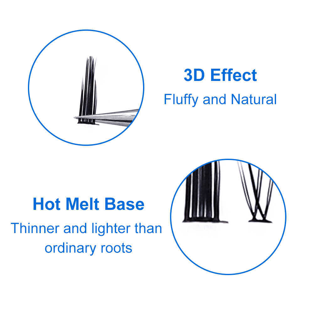 3 PCFalse Eyelashes Cluster Eyelash Extension 3D Effect Clusters Volume Lashes Natural 5 Rows Individual Lash Bundles Dovetail Diy Wendy Lashes Z0428