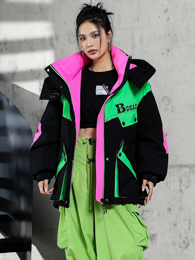 Womens Down Parkas Bright Streetwear Winter Coat Jackets Women Hooded Parka Clothing Snow Casual Thick Short Puffer Jacket 231127