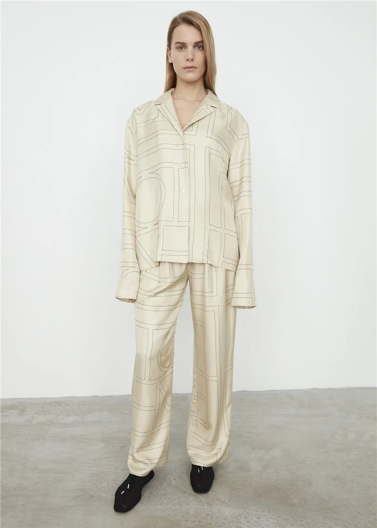 Women's Pants Capris Totem* 100% silk embroidery casual drawstring nighty wide leg pants 231128