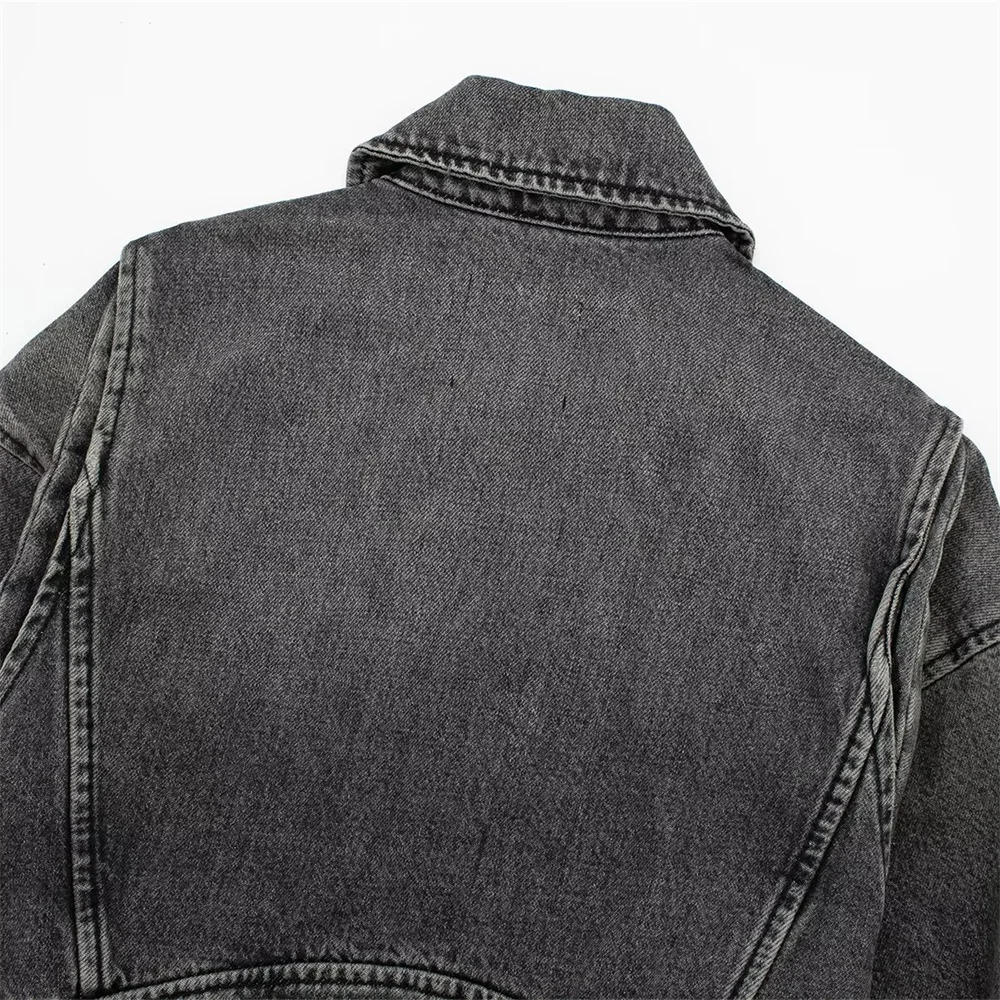 Women's Jackets UNIZERA Autumn and Winter Women's Casual Versatile Polo Neck Motorcycle Loose Belt Denim Jacket Coat 231128