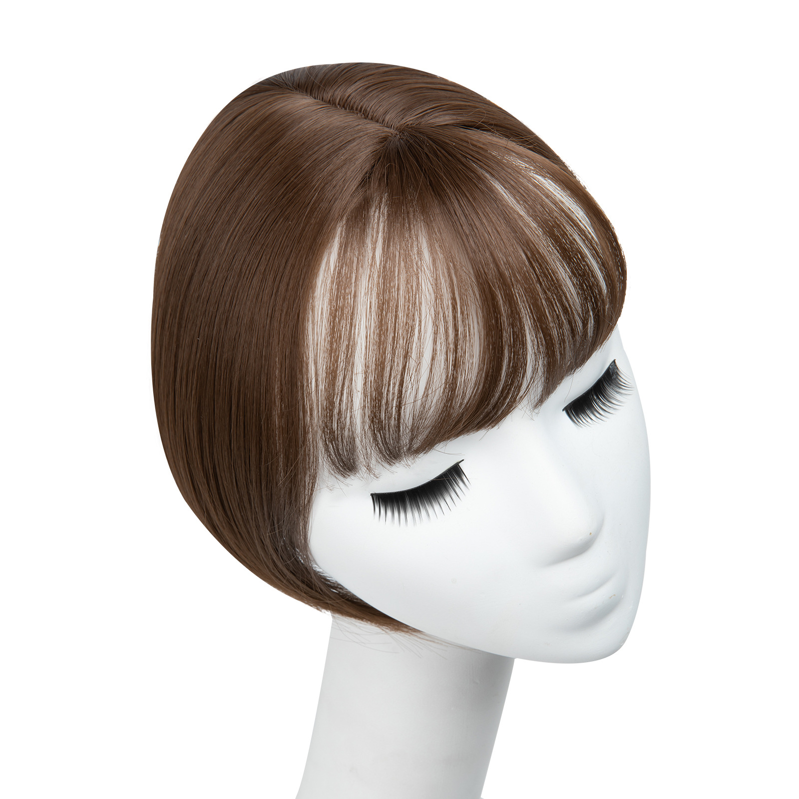 Air Bangs Synthetic Clip in Hair Topper With Bangs 10 inch Straight Bangs Overhead Natural Invisible Replacement Cover White Hair Piece