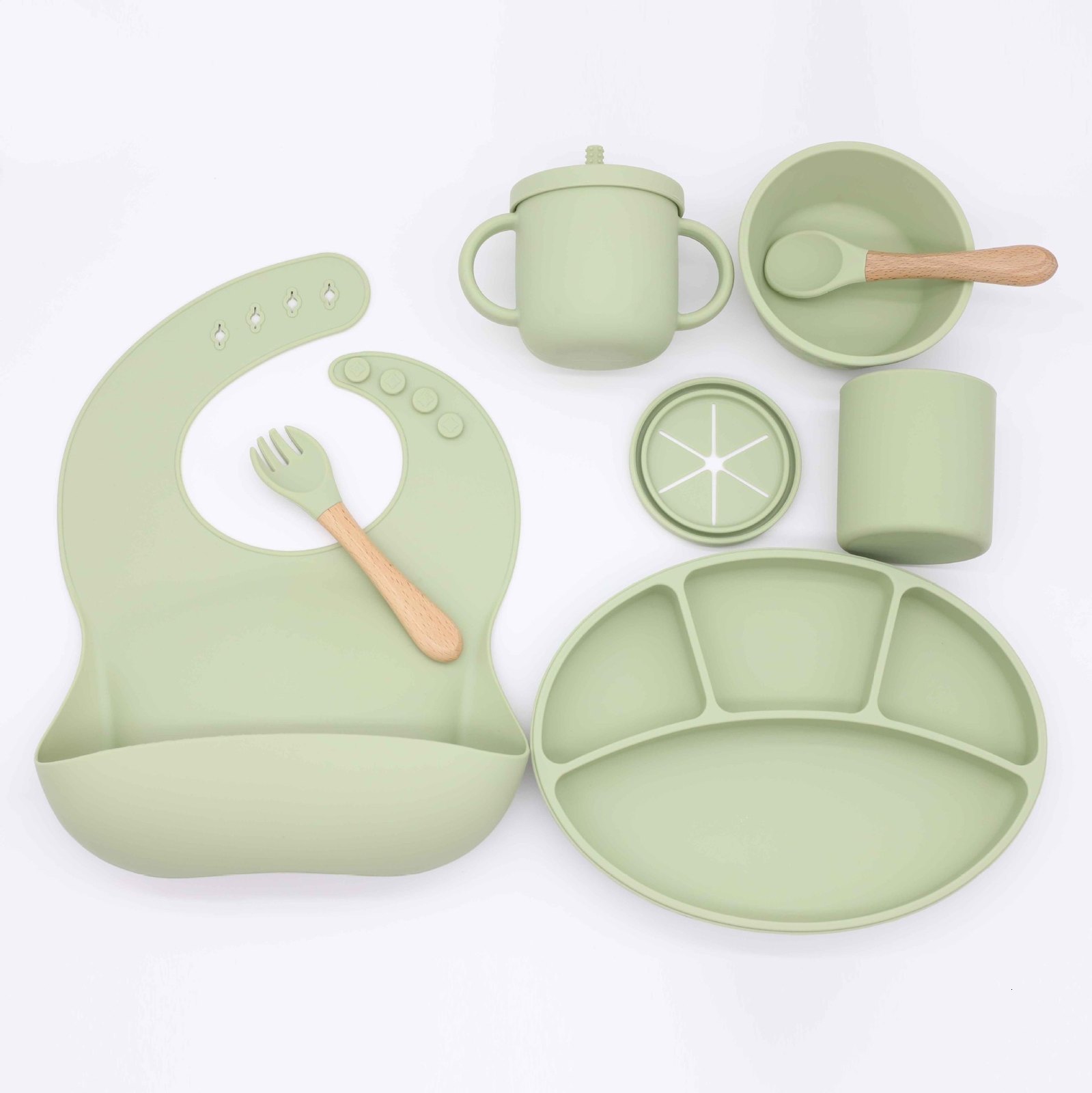 Cups Dishes Utensils 3/8Pcs Children's Silicone Plate Suction Cup Baby Dishes Set For Feeding Bowl Bibs Spoon Fork Sippy Cup Kids Training Tablew