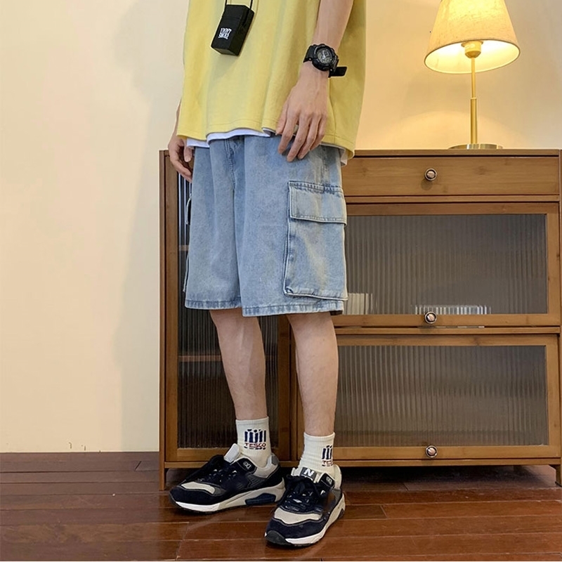 Men's Shorts Celana Denim Pria Musim Panas Pendek Jeans Saku Harajuku Korea Kargo Hip Hop Besar Pakaian 230427