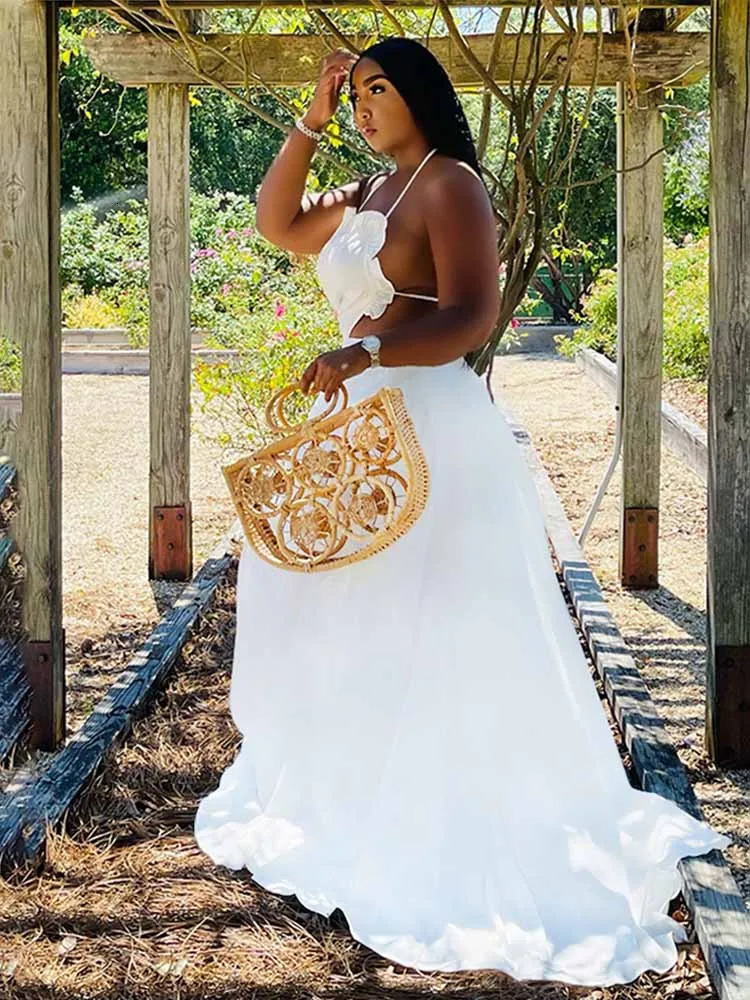 Women's Knits Tees Long Maxi Dress for Womens Elegance Streetwear Backless Dresses Sexy Halter Boho Beach Wholesale Bulk Drop 231128