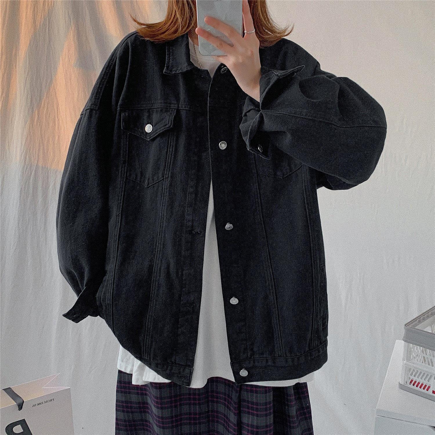 Women's Jackets Women's Oversize Denim Jacket Loose Vintage Y2k Pink Jeans Coats Plus Size Clothing Aesthetic Vintage Fall Outfits Fashion 2